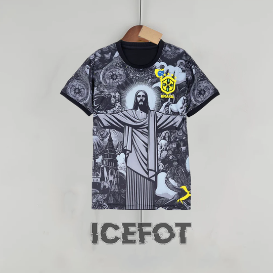 Brazil Special Edition Jesus Black Gray Soccer Jersey